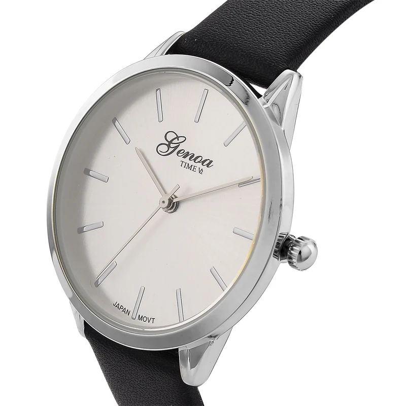GENOA TIME V2 - Quarzuhr mit japanischem PC21S Werk, weißem Zifferblatt und grünem Lederarmband, goldfarbenem Gehäuse, 3 ATM wasserdicht