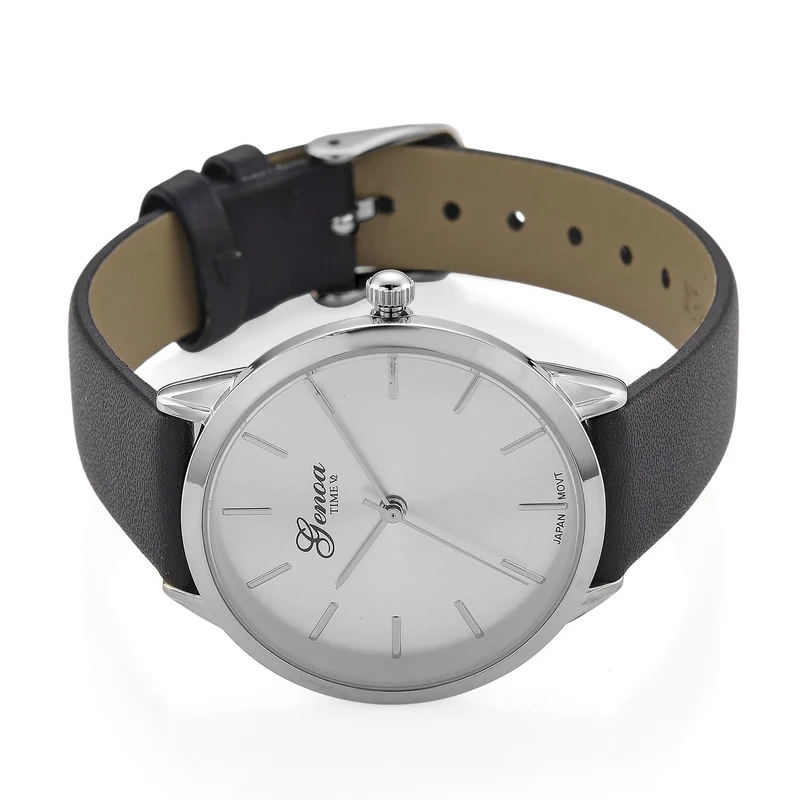 GENOA TIME V2 - Quarzuhr mit japanischem PC21S Werk, weißem Zifferblatt und grünem Lederarmband, goldfarbenem Gehäuse, 3 ATM wasserdicht