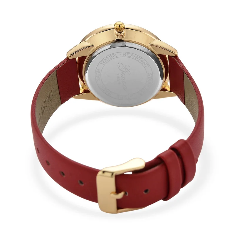 GENOA TIME V2 - Quarzuhr mit japanischem PC21S Werk, weißem Zifferblatt und grünem Lederarmband, goldfarbenem Gehäuse, 3 ATM wasserdicht