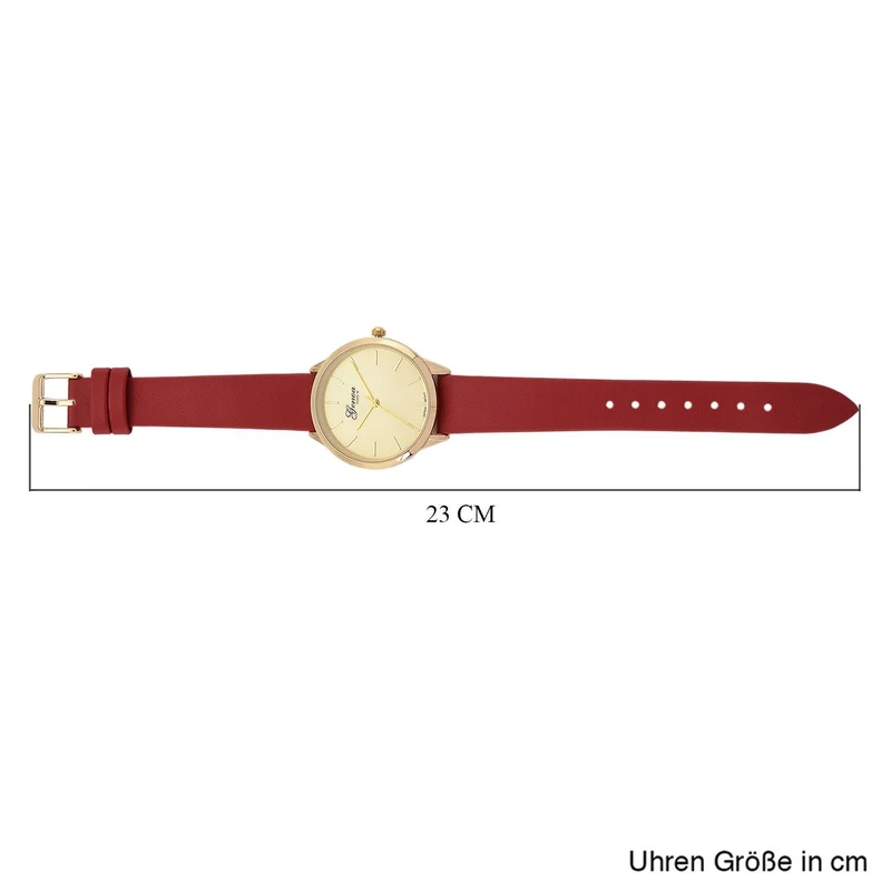 GENOA TIME V2 - Quarzuhr mit japanischem PC21S Werk, weißem Zifferblatt und grünem Lederarmband, goldfarbenem Gehäuse, 3 ATM wasserdicht