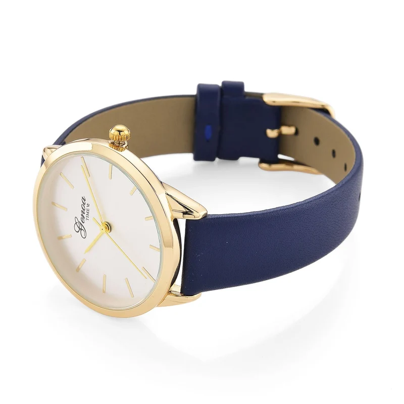 GENOA TIME V2 - Quarzuhr mit japanischem PC21S Werk, weißem Zifferblatt und grünem Lederarmband, goldfarbenem Gehäuse, 3 ATM wasserdicht