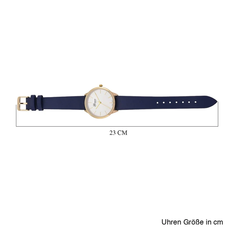 GENOA TIME V2 - Quarzuhr mit japanischem PC21S Werk, weißem Zifferblatt und grünem Lederarmband, goldfarbenem Gehäuse, 3 ATM wasserdicht