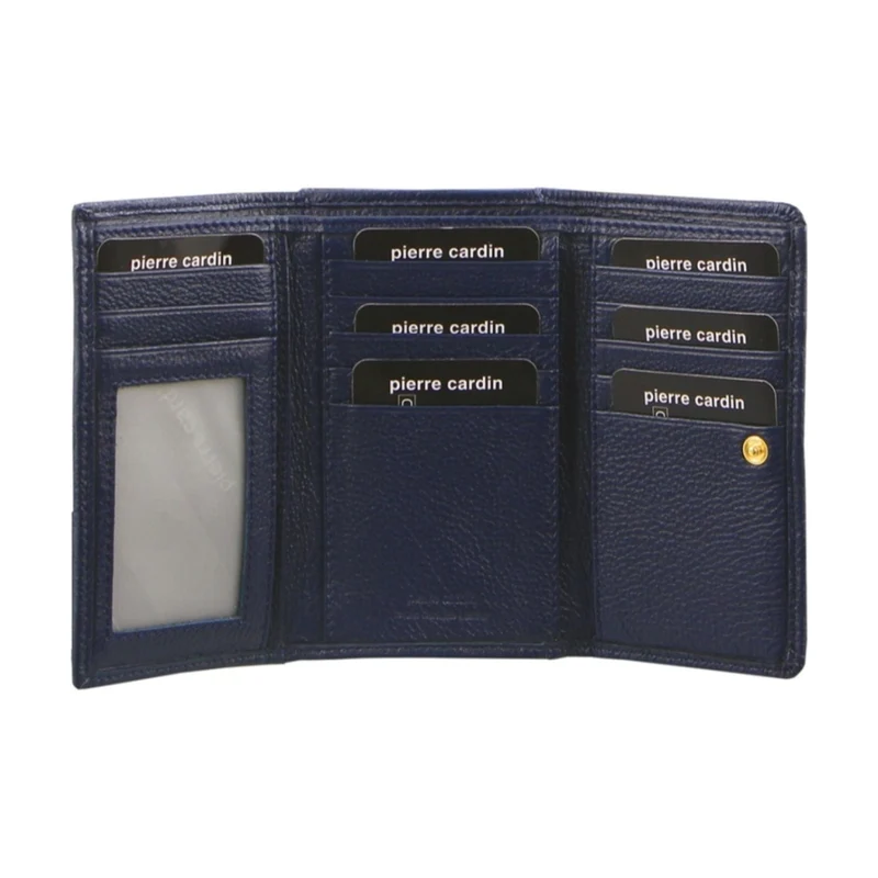 Pierre Cardin Women's Leather Tri-Fold Protected RFID Wallet 14cm Navy
