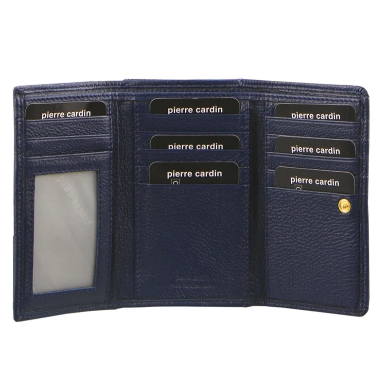 Pierre Cardin Women's Leather Tri-Fold Protected RFID Wallet 14cm Navy