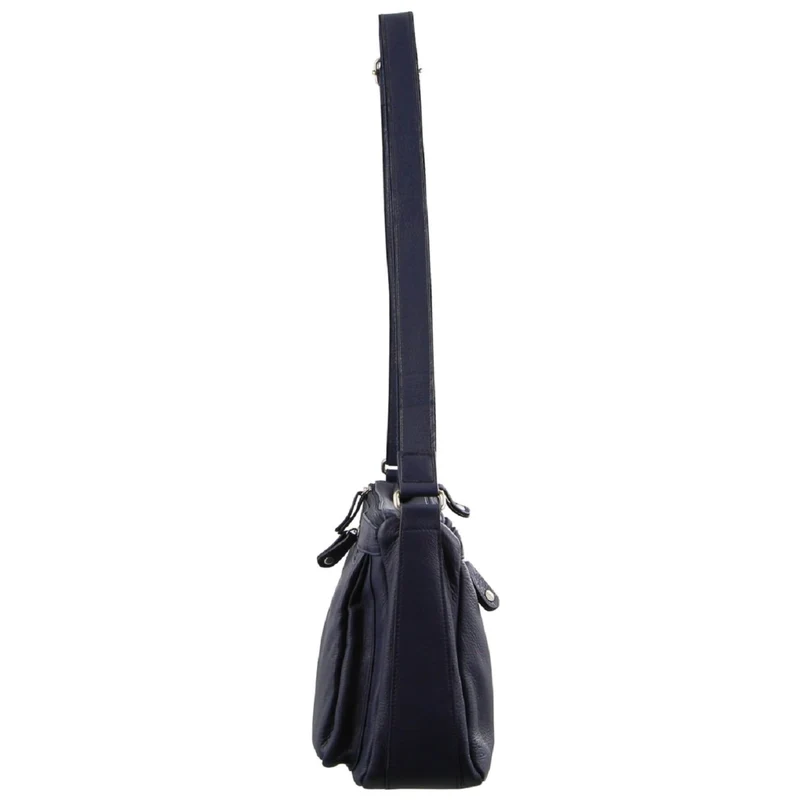 Milleni Women's Nappa Leather Shoulder Crossbody Bag 35x22cm Navy