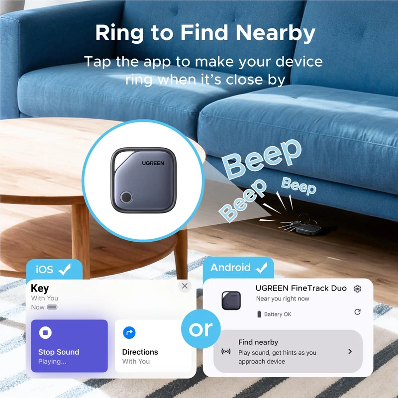 UGREEN Finder Pro USB-C Bluetooth Tracker for Apple & Google [2 Pack]