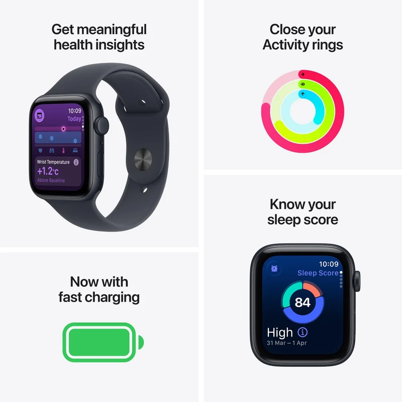 Apple Watch SE 3 40mm Midnight Aluminium Case GPS + Cellular Sport Band (M/L) [2025]