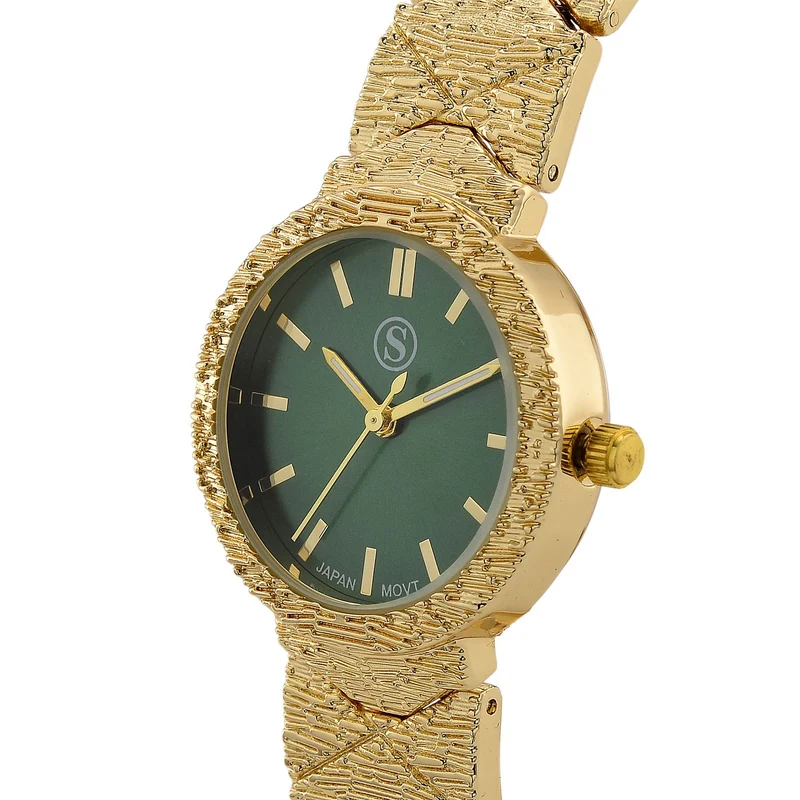 STRADA - Japanisches Uhrwerk, Grünes Zifferblatt mit goldplattiertem Alloy Armband, 20 cm