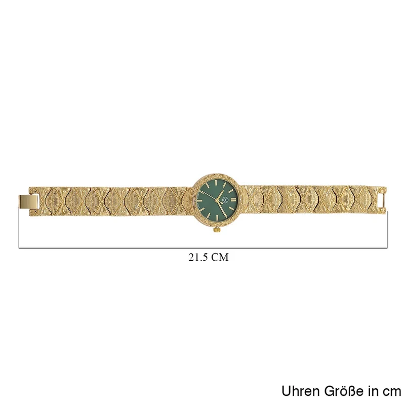 STRADA - Japanisches Uhrwerk, Grünes Zifferblatt mit goldplattiertem Alloy Armband, 20 cm