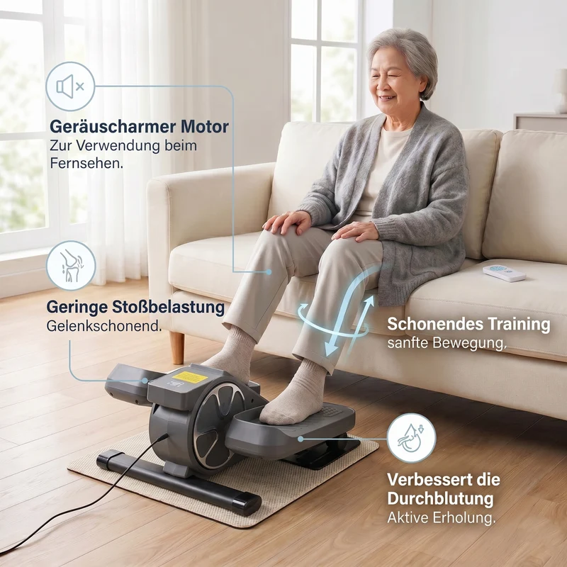 LIVMORE Elektro Fitness Stepper für zuhause, sanftes Training, leise, LCD Display, Fernbedienung, Anti Rutsch Pedale, Schwarz, 1 Jahr Garantie inkl.