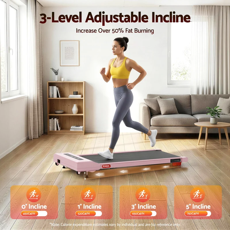 Everfit Treadmill Electric Walking Pad Incline Under Desk Home Gym 380mm (Pink)