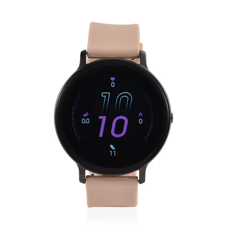 STRADA Hiwatch Plus Smartwatch - Schwarz-Goldenes Gehäuse mit Silikonarmband, Multisportmodi und Gesundheitsüberwachung, Bluetooth 5.0