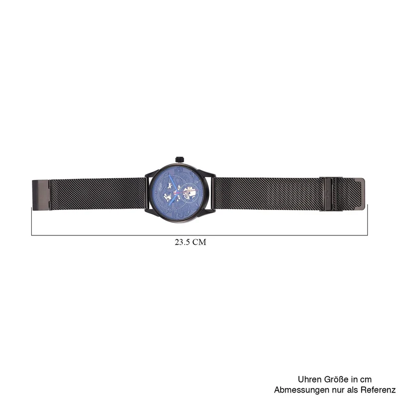 GENOA TIME V2 - Automatische mechanische Uhr mit Drachenmuster und Edelstahl-Mesharmband, 23 cm, schwarz, ca. 89,00g