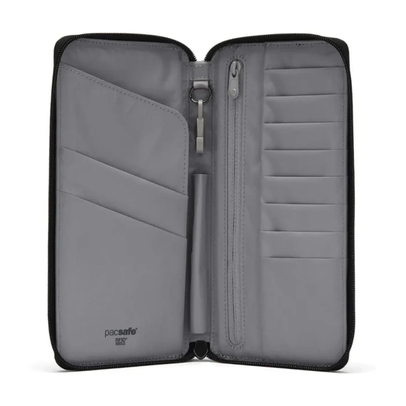 Pacsafe RFIDsafe RFID Blocking Mens Travel Wallet Recycled Polyester Jet Black
