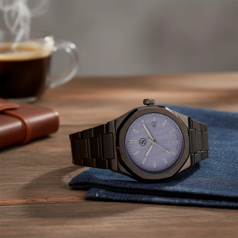 STRADA - Armbanduhr mit japanischem Uhrwerk und Datumsanzeige, Legierungsgehäuse Sandstrahleffekt, bicolor, Rosefarben
