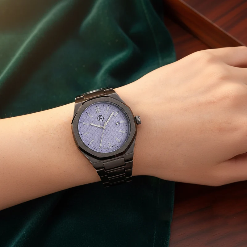 STRADA - Armbanduhr mit japanischem Uhrwerk und Datumsanzeige, Legierungsgehäuse Sandstrahleffekt, bicolor, Rosefarben