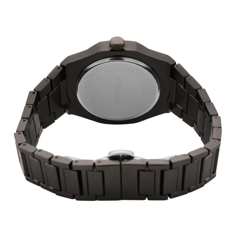 STRADA - Armbanduhr mit japanischem Uhrwerk und Datumsanzeige, Legierungsgehäuse Sandstrahleffekt, bicolor, Rosefarben