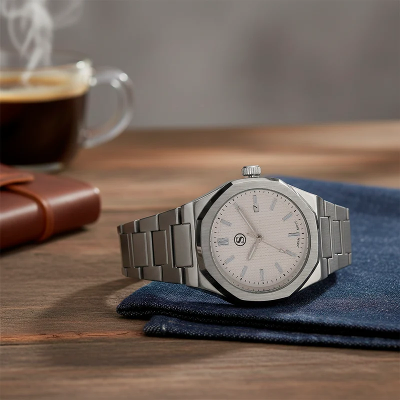 STRADA - Armbanduhr mit japanischem Uhrwerk und Datumsanzeige, Legierungsgehäuse Sandstrahleffekt, bicolor, Rosefarben