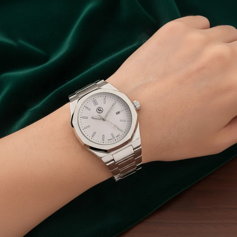 STRADA - Armbanduhr mit japanischem Uhrwerk und Datumsanzeige, Legierungsgehäuse Sandstrahleffekt, bicolor, Rosefarben
