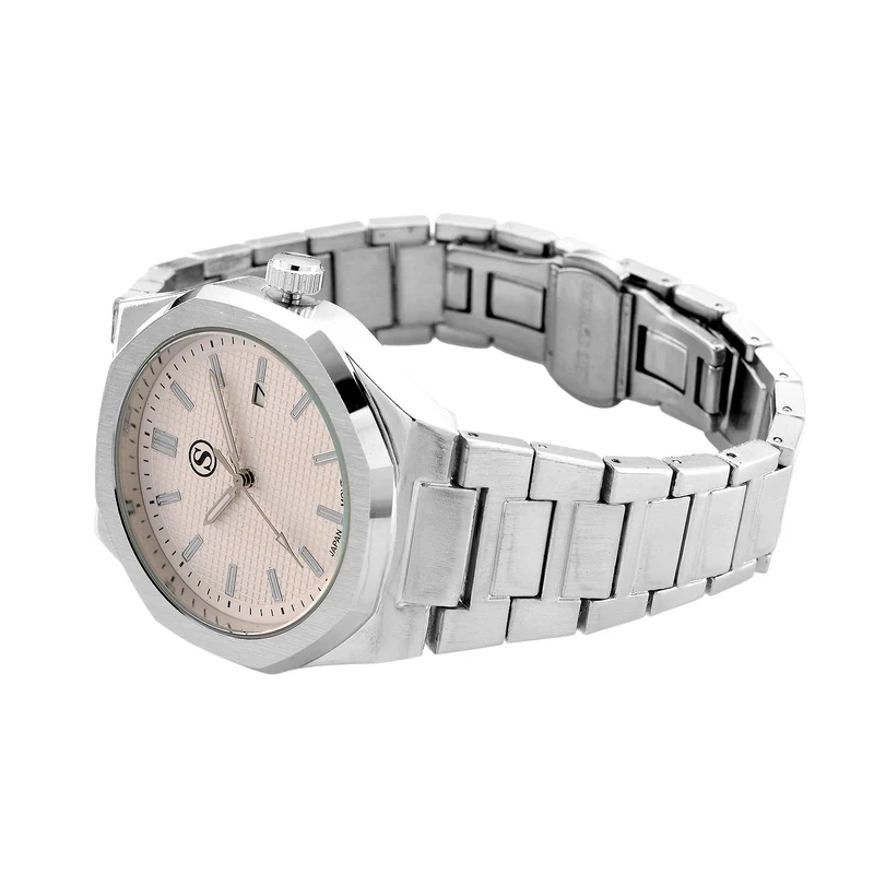 STRADA - Armbanduhr mit japanischem Uhrwerk und Datumsanzeige, Legierungsgehäuse Sandstrahleffekt, bicolor, Rosefarben