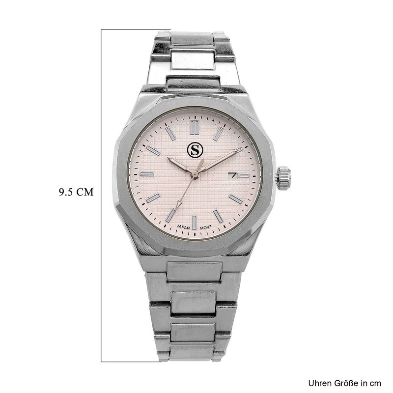STRADA - Armbanduhr mit japanischem Uhrwerk und Datumsanzeige, Legierungsgehäuse Sandstrahleffekt, bicolor, Rosefarben