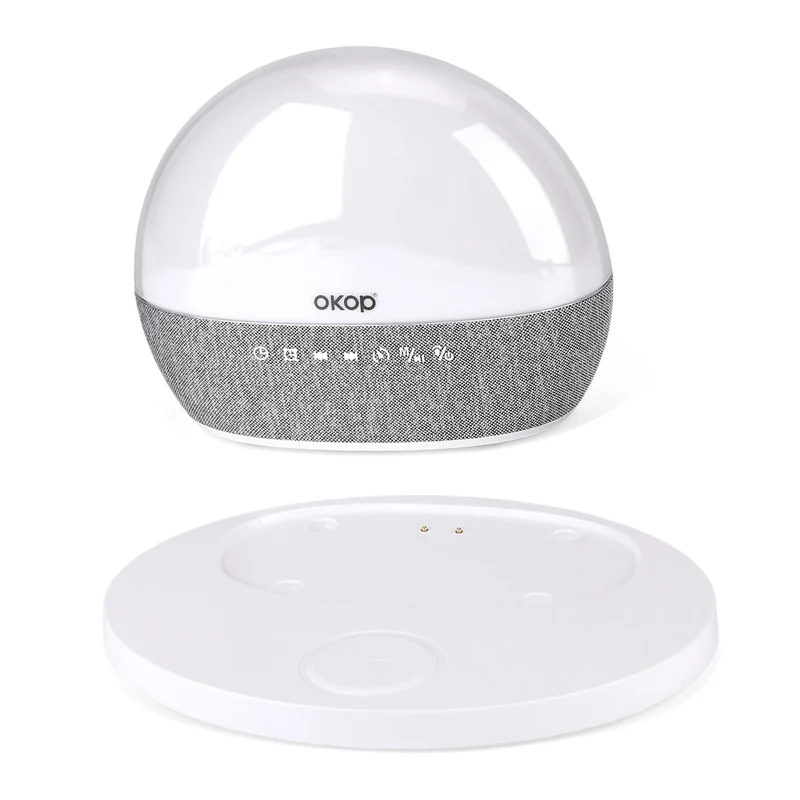 Audio Gerät mit Bluetooth und LED Ambient Licht, 24 White Noise Sounds, Wecker mit Sonnenaufgang und Sonnenuntergang, FM Radio, kabelloses Laden 15W, USB TF Funktion, 10 m Reichweite