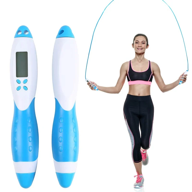 Elektronisches Zähl-Springseil für zwei Zwecke, Größe: 175*29mm, blau Size:175*29mm Material : ABS+TPE+PVC Function:Electronic counting dual-purpose skipping rope Weight : 250g Battery : cr2032