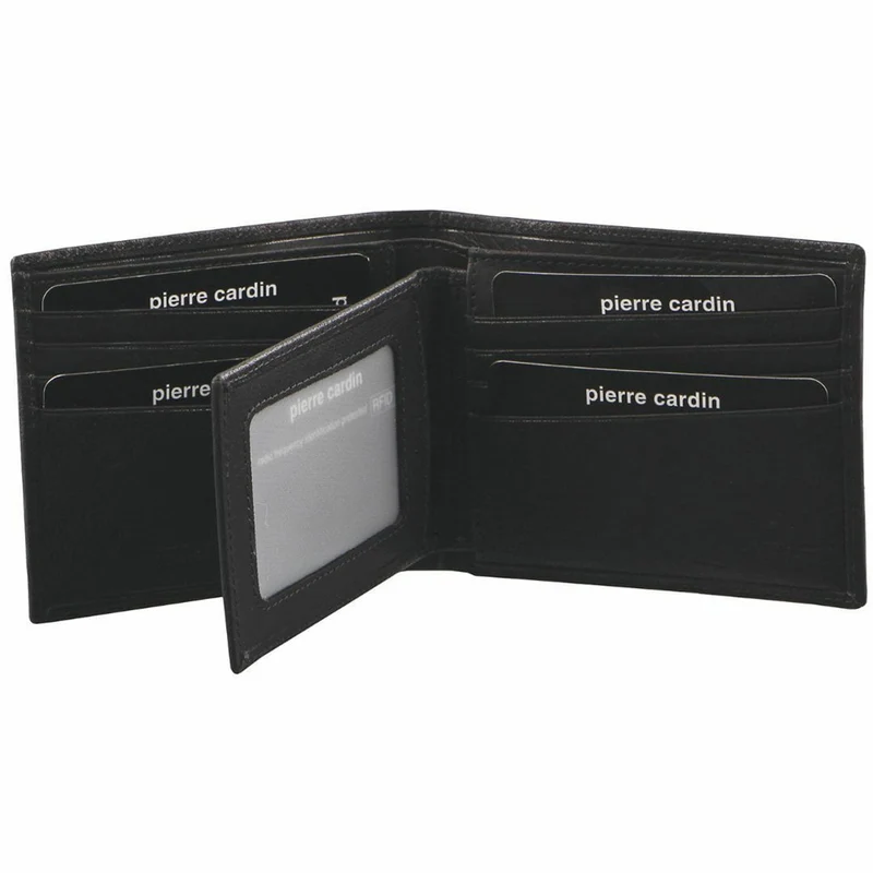 Pierre Cardin Men's Rustic Leather Bi-Fold RFID Protected Wallet 11cm Black