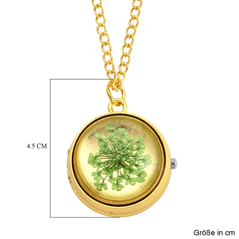 STRADA Glasuhr mit echten Blumen im Zifferblatt, Eisenarmband, 91.4 cm, Rose