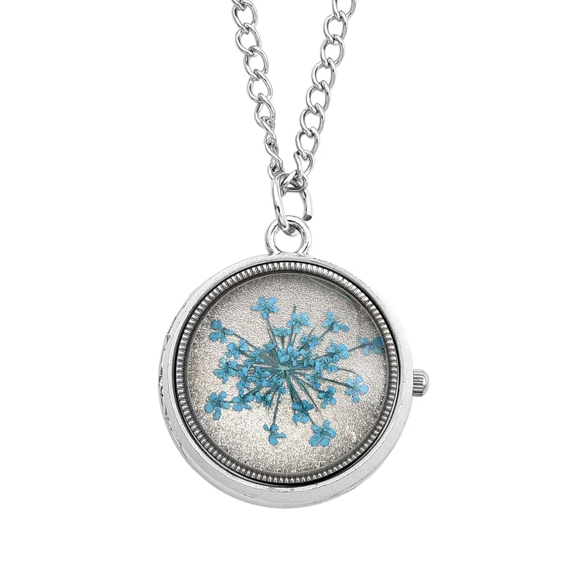 STRADA Glasuhr mit echten Blumen im Zifferblatt, Eisenarmband, 91.4 cm, Rose