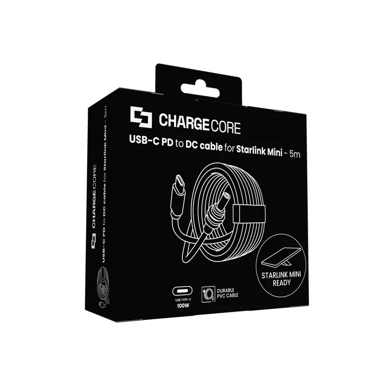 ChargeCore USB-C to DC 100W Cable for Starlink Mini (5M)