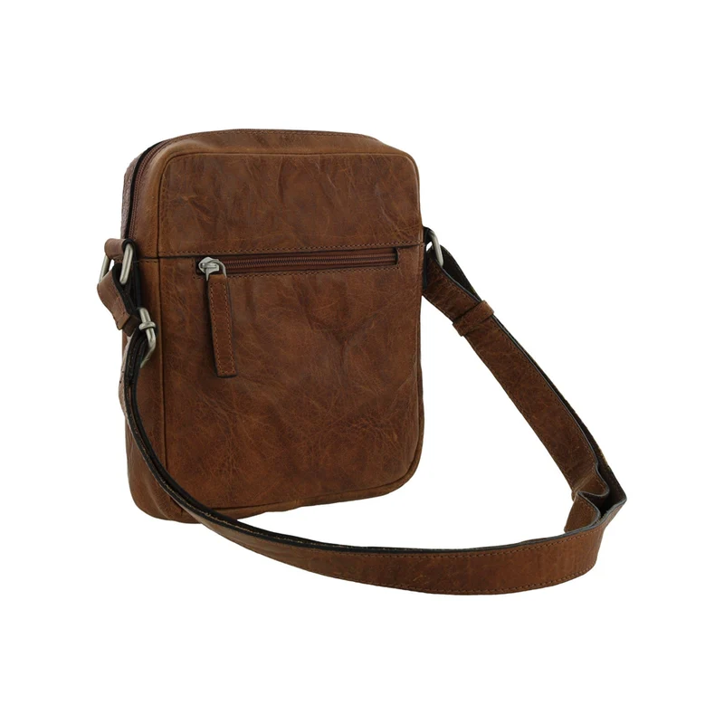 Pierre Cardin Rustic Leather Tablet Bag - Chestnut