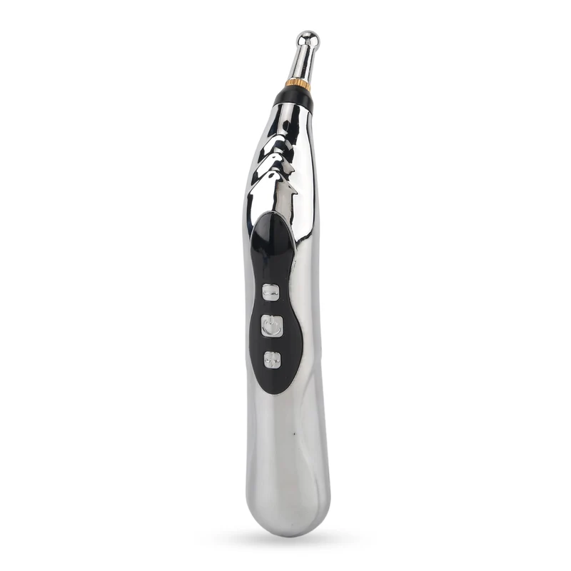 LIVMORE Akupunktur Meridian Stift mit Mikrostrom, wiederaufladbar, 9 Intensitätsstufen, Silber