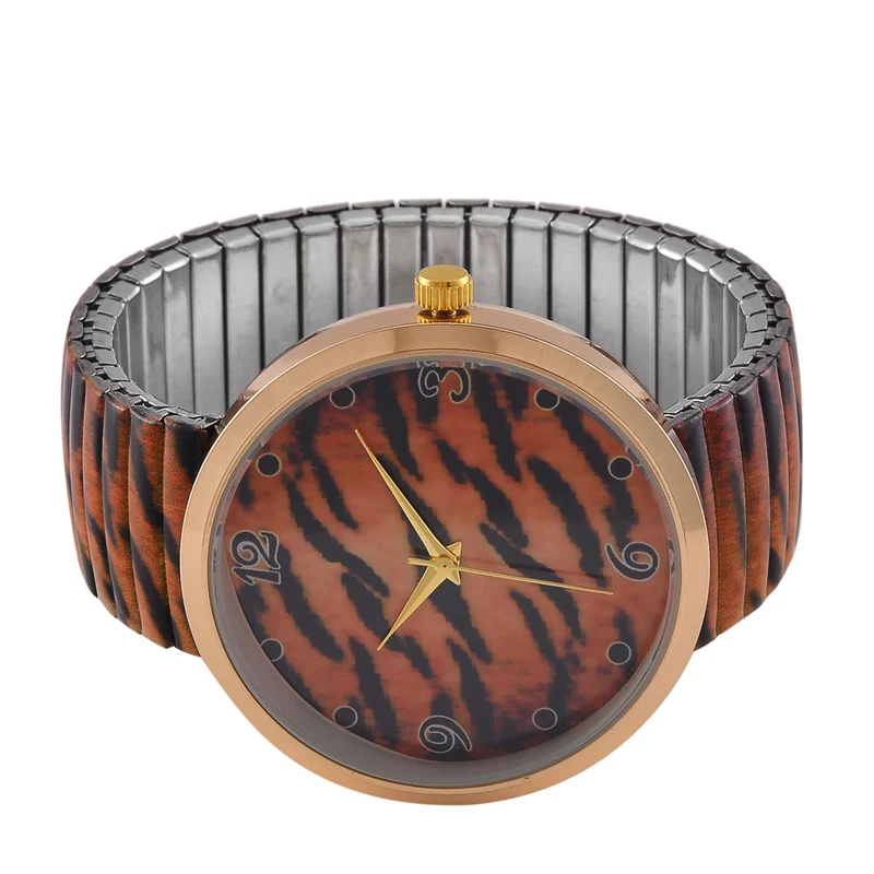 STRADA - Japanisches Uhrwerk, Flexible Uhr, Tiger Muster