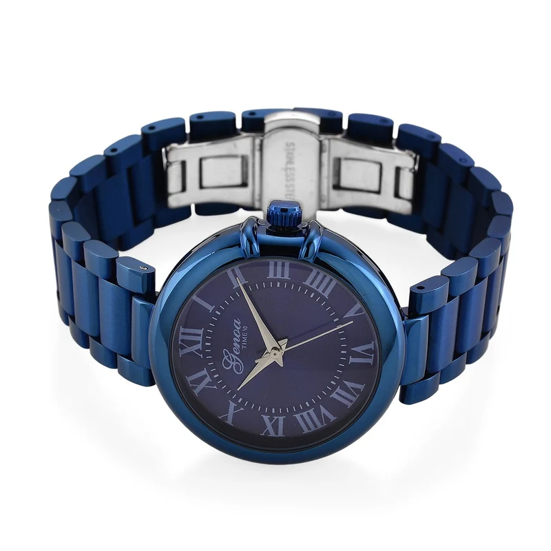 GENOA - Automatik-Armbanduhr mit Dandong-Uhrwerk, Edelstahl, IP-Blauplattierung, 36 mm