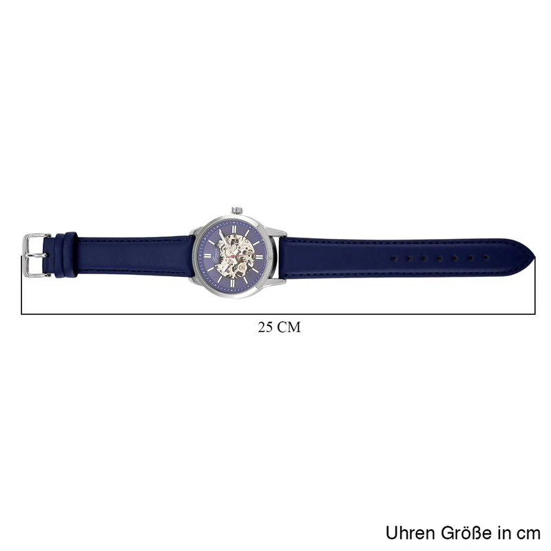 GENOA TIME V2 Automatikuhr mit mechanischem Automatikwerk, Zifferblatt weiß mit Sonnenschliff und offenem Design, Lederarmband Braun, 3 ATM wasserdicht