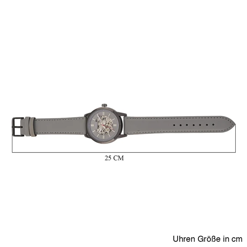GENOA TIME V2 Automatikuhr mit mechanischem Automatikwerk, Zifferblatt weiß mit Sonnenschliff und offenem Design, Lederarmband Braun, 3 ATM wasserdicht