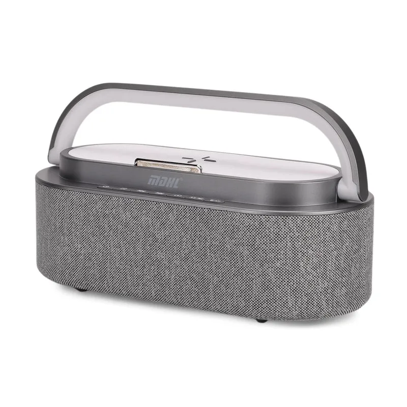 Tragbarer Bluetooth-Lautsprecher und Aufladegerät mit Regenbogen LED Licht, 15W, 235x93x113 mm, Grau