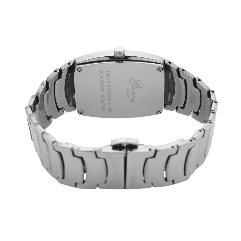 GENOA - Armbanduhr mit Datumsanzeige, Japanische-Uhrwerk mit Weißer Kristall, Wolframstahlgehäuse, Reiner Edeslstahl, bicolor