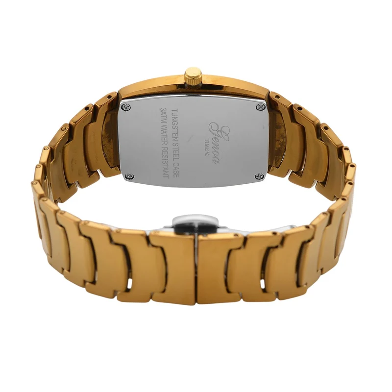 GENOA - Armbanduhr mit Datumsanzeige, Japanische-Uhrwerk mit Weißer Kristall, Wolframstahlgehäuse, Reiner Edeslstahl, bicolor
