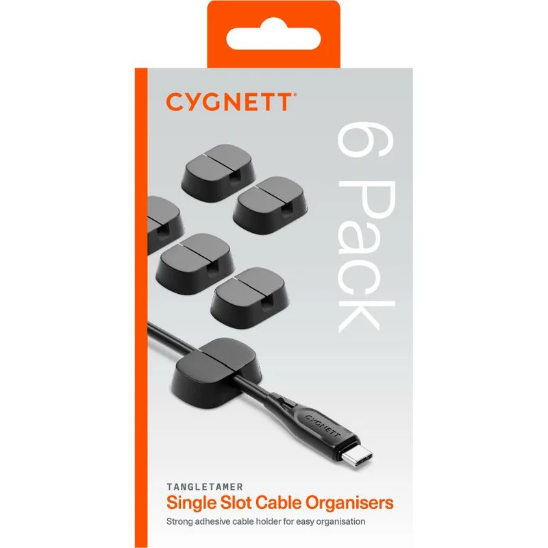 Cygnett TangleTamer Single Slot Cable Organisers 6 Pack (Black)