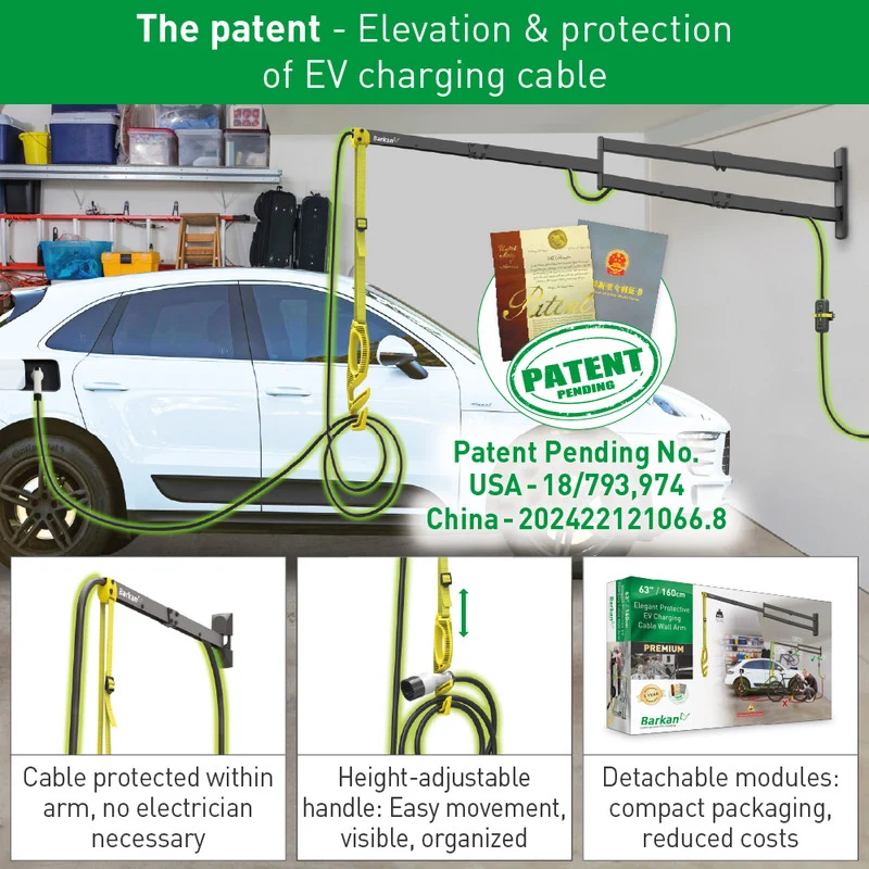 Barkan EV160WM 160cm Elegant Protective EV Charging Cable Wall Arm