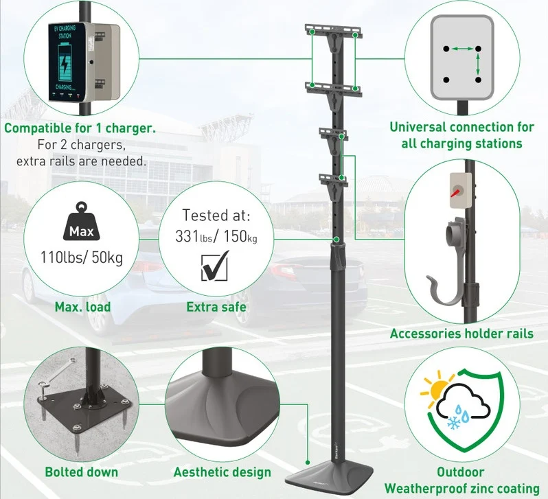 Barkan EV140FC 145cm Outdoor EV Charger Stand
