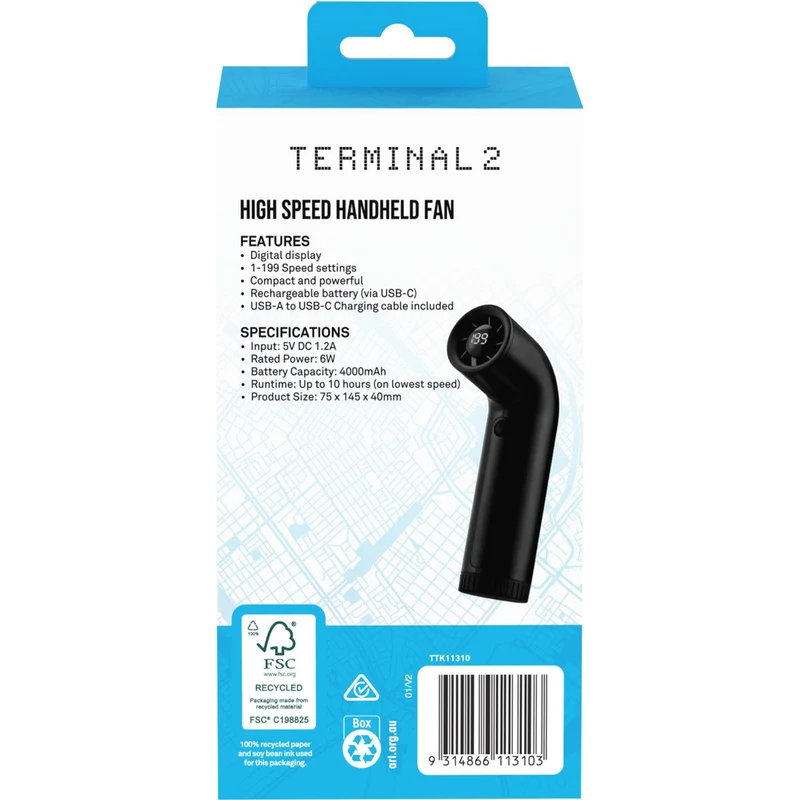 Terminal 2 High Speed Handheld Fan
