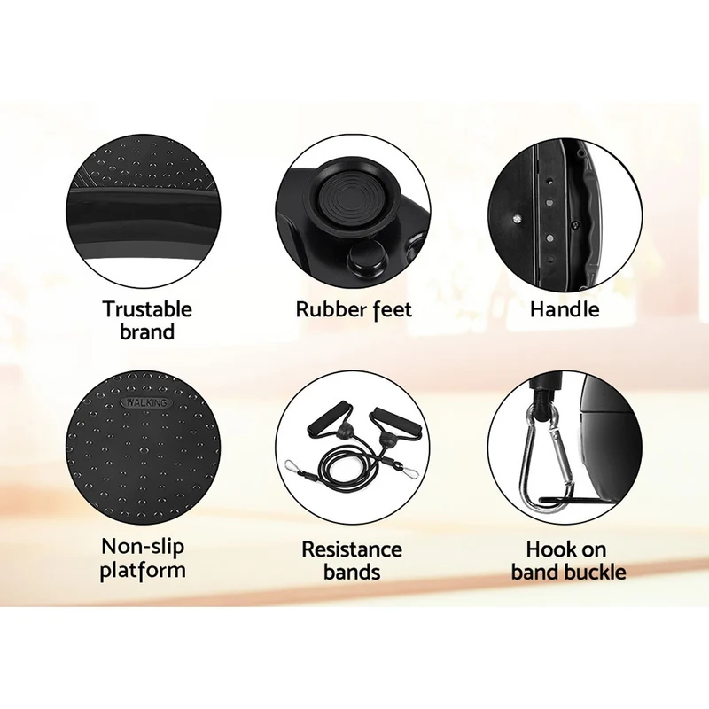 Everfit Vibration Machine Platform Vibrator Resistance Rope Home Fitness (Black)