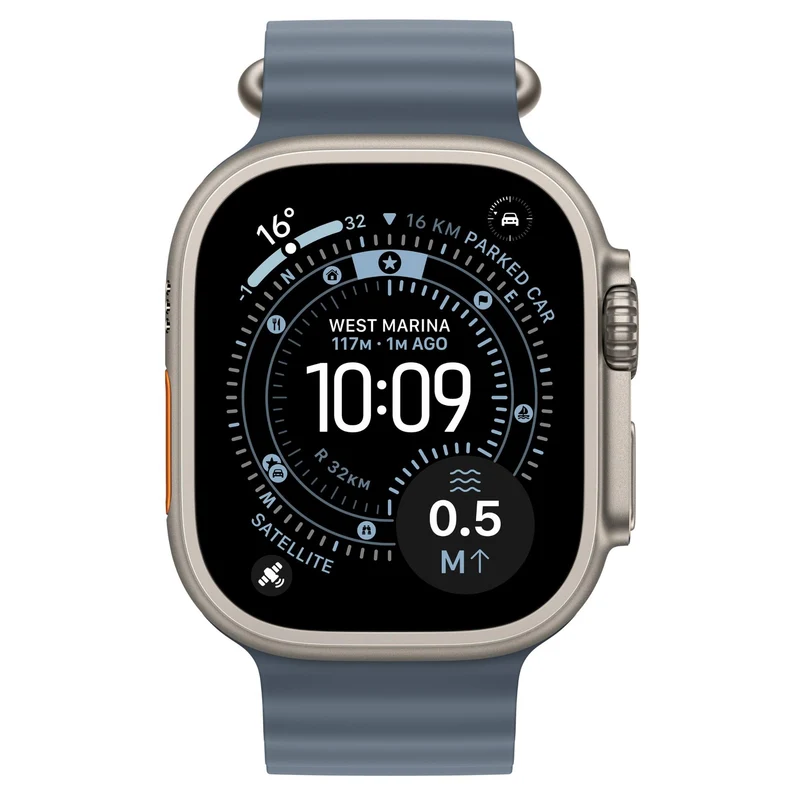 Apple Watch Ultra 3 49mm Natural Titanium Case GPS + Cellular Ocean Band (Anchor Blue)