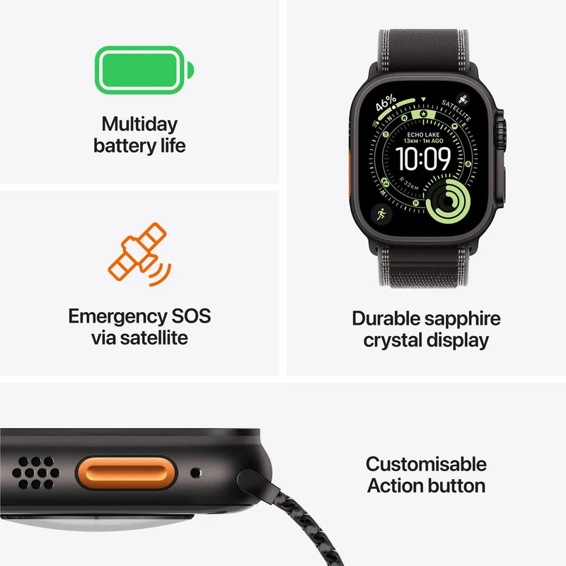 Apple Watch Ultra 3 49mm Black Titanium Case GPS + Cellular Milanese Loop (Large)