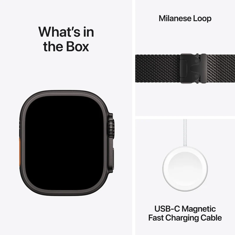Apple Watch Ultra 3 49mm Black Titanium Case GPS + Cellular Milanese Loop (Large)