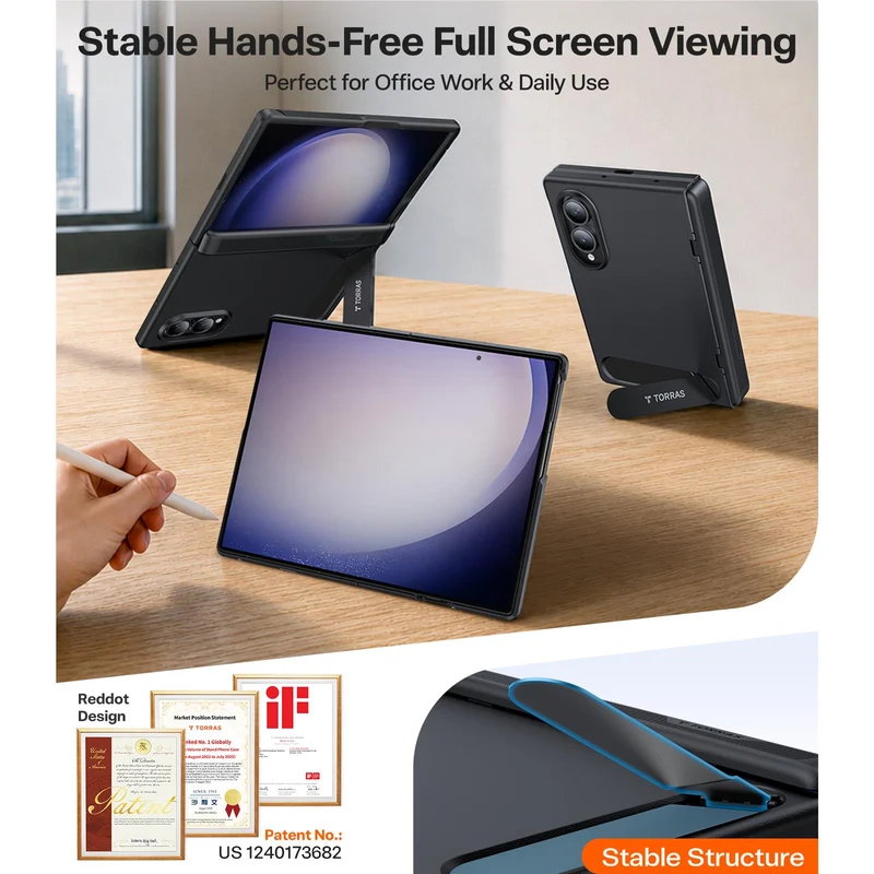 Torras Ostand Case for Galaxy Z Fold8 (Black)