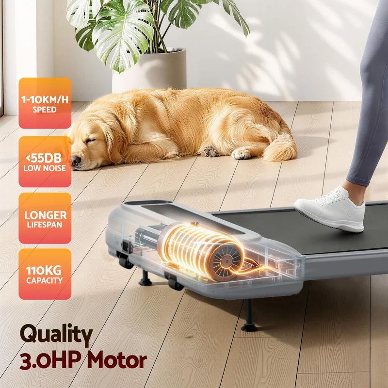 Everfit Treadmill Electric Walking Pad with Incline Under Desk Home Gym (Grey)